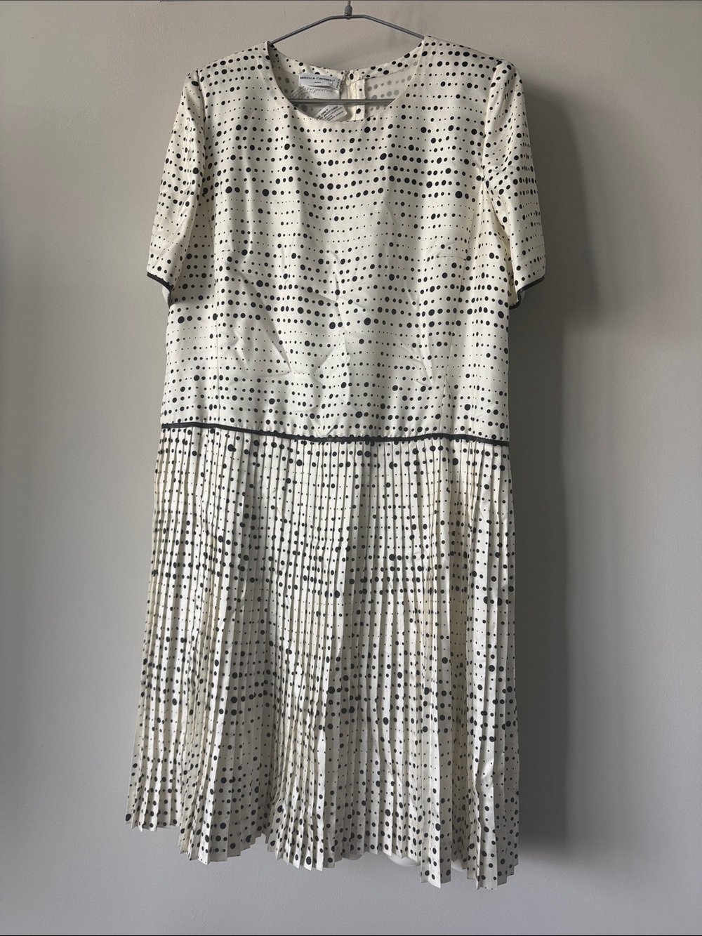 NWT Mirella Cavorso Roma Silk Polka Dot Pleated Dress Rizik Bros Vintage M